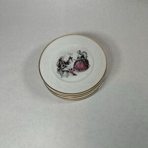 Coimbra SP Portugal Saucers Gold Rim Elizabethan Era Paintings Lot Of 5